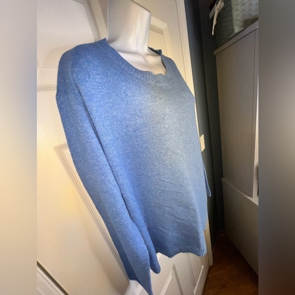 J. Jill Women's Medium Tall Blue Cotton Knit Crewneck Sweater Tunic Top MT - Picture 2 of 11